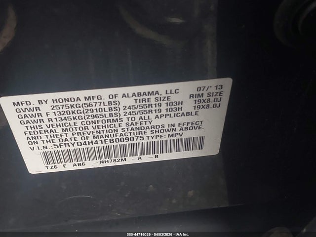 Aukcja sprzedaży 2014 Acura Mdx Technology Package, vin: 5FRYD4H41EB009075, numer aukcji: 44716039