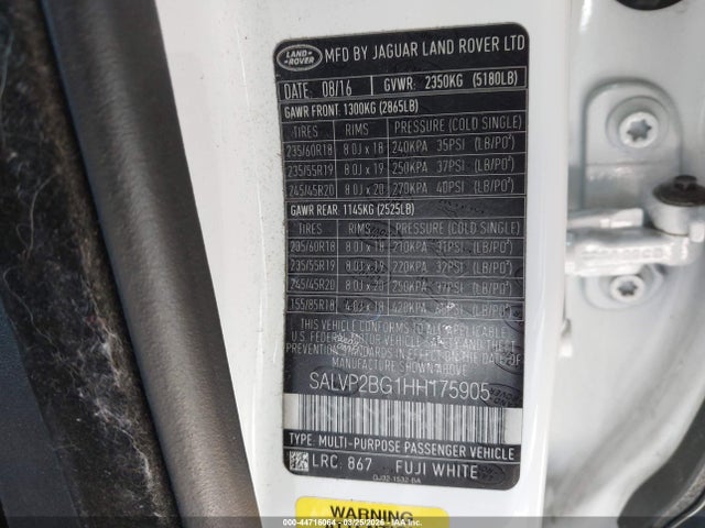 2017 LAND ROVER RANGE ROVER EVOQUE SALVP2BG1HH175905 Photo 8