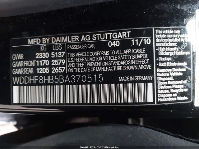 2011 MERCEDES-BENZ E 350 WDDHF8HB5BA370515 Photo 8