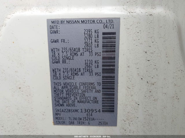 2021 NISSAN MURANO 5N1AZ2BSXMC130954 Photo 8