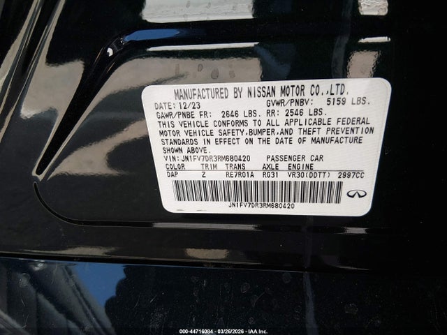 2024 Infiniti Q50 Red Sport 400 Awd მანქანა იყიდება აუქციონზე, vin: JN1FV7DR3RM680420, აუქციონის ნომერი: 44716084