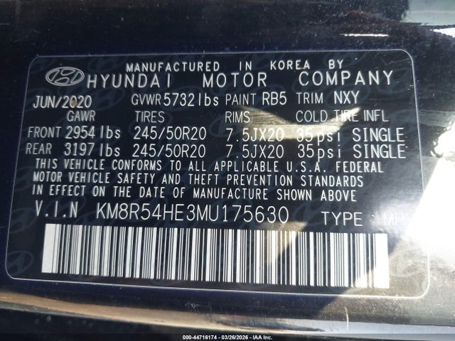Aukcja sprzedaży 2021 Hyundai Palisade Limited, vin: KM8R54HE3MU175630, numer aukcji: 44716174