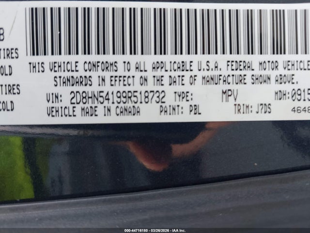 Aukcja sprzedaży 2009 Dodge Grand Caravan Sxt, vin: 2D8HN54199R518732, numer aukcji: 44716180