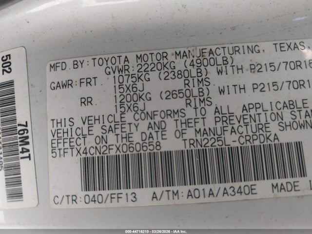 5TFTX4CN2FX060658 Toyota Tacoma
