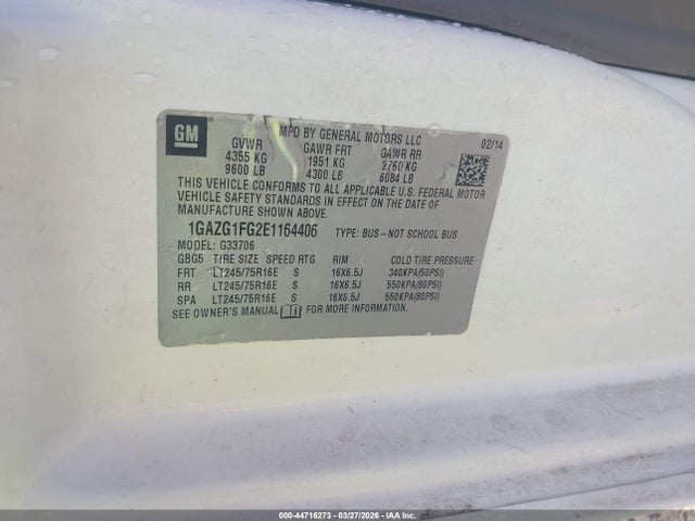 1GAZG1FG2E1164406 Chevrolet Express 3500 Lt