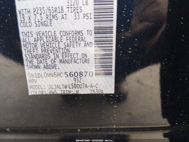 Продаж на аукціоні авто 2017 Infiniti Qx60, vin: 5N1DL0MN6HC560870, номер лоту: 44716391