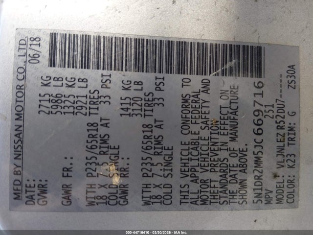 Nissan Pathfinder Sv 2018 5N1DR2MM5JC669716 Image 9