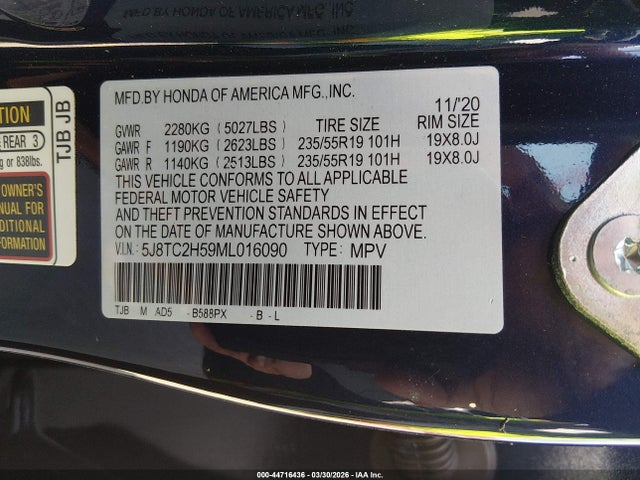 Aukcja sprzedaży 2021 Acura Rdx Technology Package, vin: 5J8TC2H59ML016090, numer aukcji: 44716436
