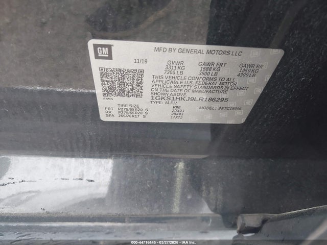 Aukcja sprzedaży 2020 Gmc Yukon Xl 2wd Denali, vin: 1GKS1HKJ9LR186295, numer aukcji: 44716445