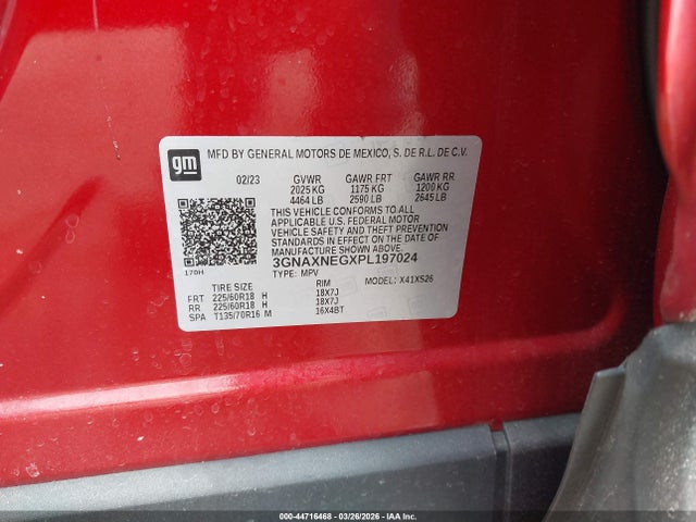 Aukcja sprzedaży 2023 Chevrolet Equinox Fwd Premier, vin: 3GNAXNEGXPL197024, numer aukcji: 44716468