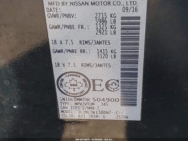 Продажа на аукционе авто 2017 Infiniti Qx60, vin: 5N1DL0MM7HC504900, номер лота: 44716475