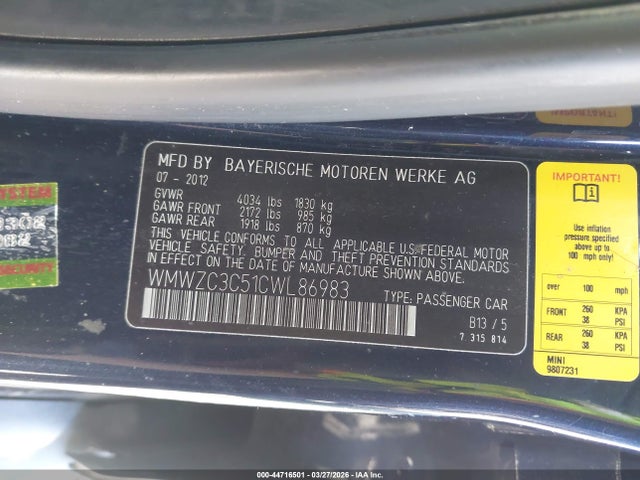 Продаж на аукціоні авто 2012 Mini Cooper S Countryman, vin: WMWZC3C51CWL86983, номер лоту: 44716501