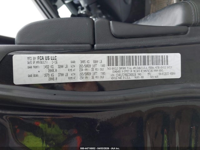 Aukcja sprzedaży 2016 Jeep Grand Cherokee High Altitude, vin: 1C4RJFCM8GC302618, numer aukcji: 44716502