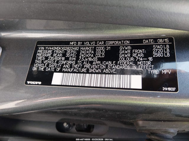 2016 VOLVO XC60 YV440MDKXG2822482 Photo 8