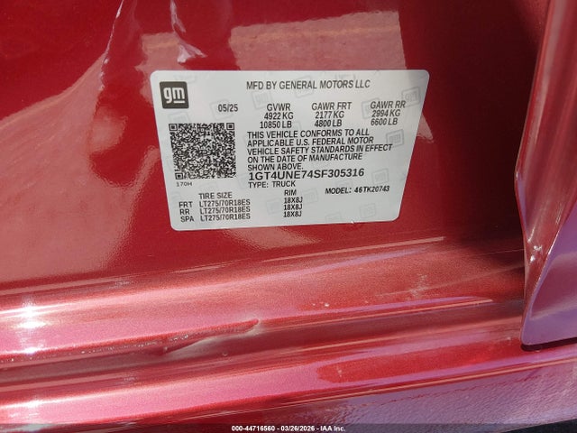 1GT4UNE74SF305316 GMC Sierra 2500hd 4wd Standard Bed Slt