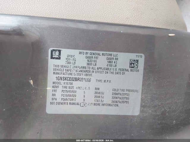 2011 CHEVROLET TAHOE 1GNSKCE02BR201806 Photo 8