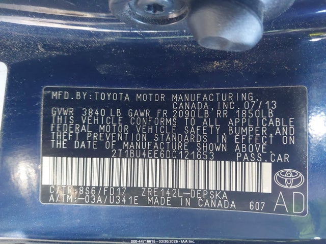 Продаж на аукціоні авто 2013 Toyota Corolla S, vin: 2T1BU4EE6DC121653, номер лоту: 44716615