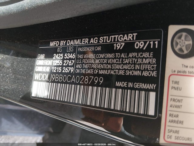 Продаж на аукціоні авто 2012 Mercedes-benz Cls 550 4matic, vin: WDDLJ9BB0CA028799, номер лоту: 44716633