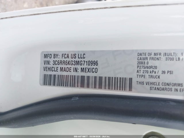 Продаж на аукціоні авто 2021 Ram 1500 Classic Tradesman  4x2 5'7 Box, vin: 3C6RR6KG3MG710996, номер лоту: 44716677