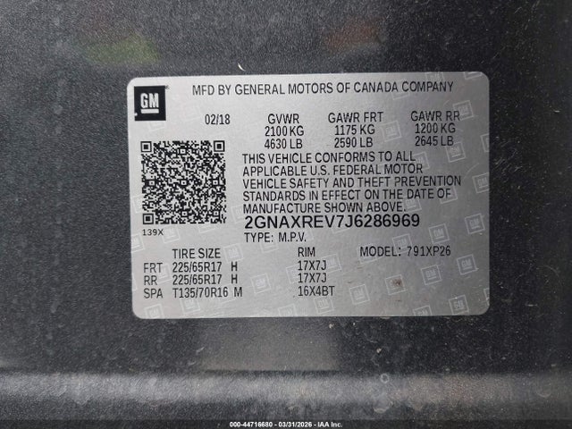 Chevrolet EQUINOX LS 2018 2GNAXREV7J6286969 Image 9