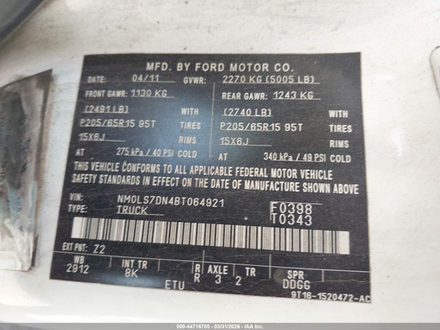 2011 FORD TRANSIT CONNECT NM0LS7DN4BT064921 Photo 8