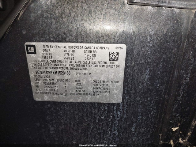 2017 CHEVROLET EQUINOX 2GNALCEKXH1529163 Photo 8