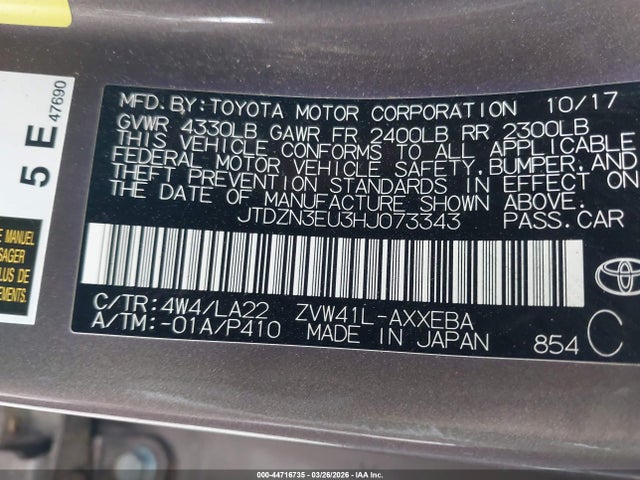 JTDZN3EU3HJ073343 Toyota Prius V Five