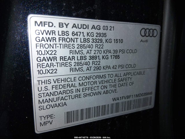 2021 AUDI Q8 WA1FVBF11MD035646 Photo 8