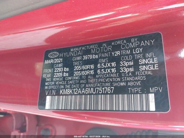 Hyundai Kona Se 2021 KM8K12AA6MU751767 Image 9