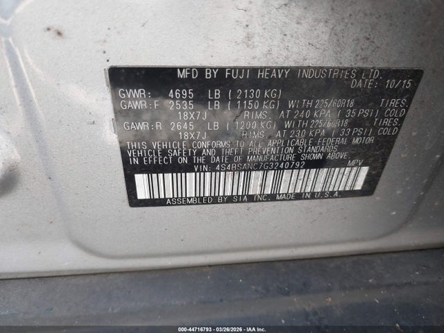 2016 SUBARU OUTBACK 4S4BSANC7G3240792 Photo 8