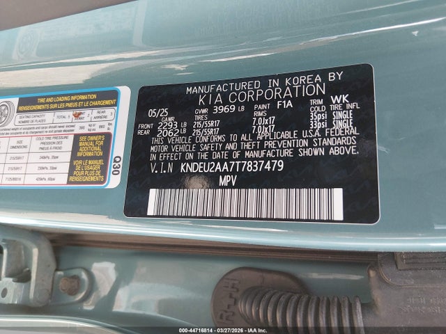 Aukcja sprzedaży 2026 Kia Seltos S, vin: KNDEU2AA7T7837479, numer aukcji: 44716814