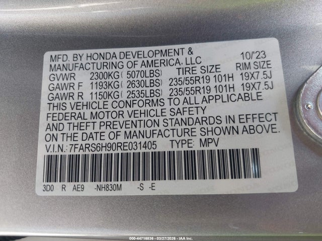 7FARS6H90RE031405 Honda Cr-v Hybrid Sport Touring
