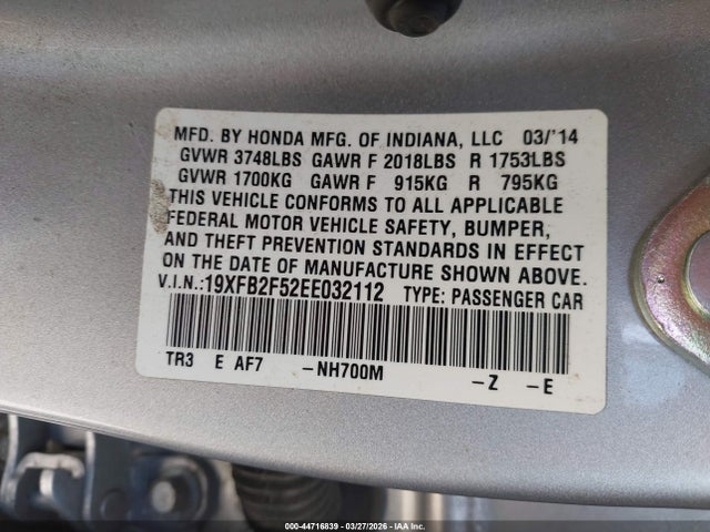 19XFB2F52EE032112 Honda Civic Lx