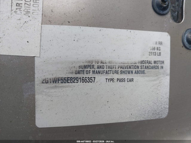 Aukcja sprzedaży 2002 Chevrolet Impala, vin: 2G1WF55E829166357, numer aukcji: 44716852