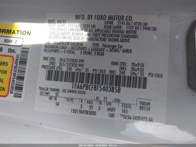 Ford Mustang Gt Premium 2015 1FA6P8CF8F5403858 Image 9
