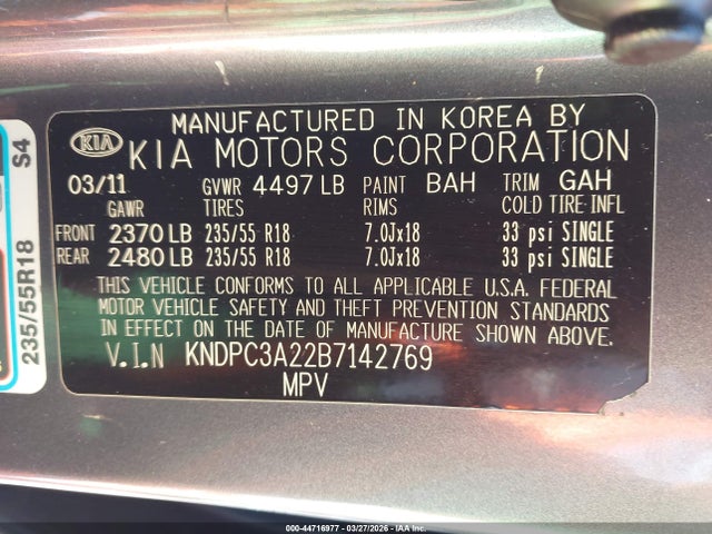 2011 KIA SPORTAGE KNDPC3A22B7142769 Photo 8