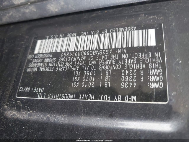 44716997 :رقم المزاد ، 4S3BMBC69D3011852 vin ، 2013 Subaru Legacy 2.5i Premium مزاد بيع