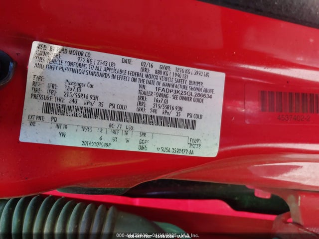 1FADP3K25GL286634 Ford FOCUS SE