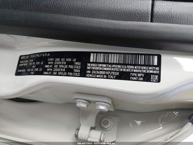2019 Jeep Renegade Altitude 4x4 მანქანა იყიდება აუქციონზე, vin: ZACNJBBB1KPJ78328, აუქციონის ნომერი: 44717014