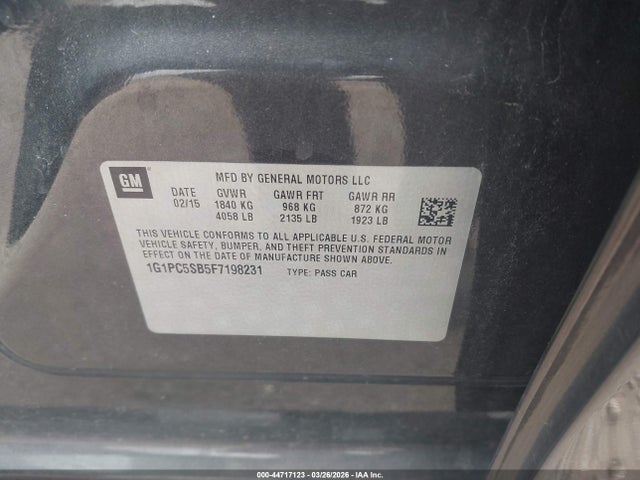 1G1PC5SB5F7198231 Chevrolet Cruze 1lt Auto