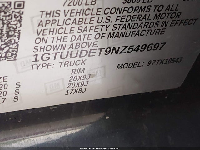 2022 GMC SIERRA 1500 1GTUUDET9NZ549697 Photo 8