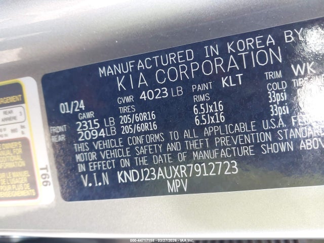 Продаж на аукціоні авто 2024 Kia Soul Lx, vin: KNDJ23AUXR7912723, номер лоту: 44717158