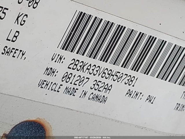 Продажа на аукционе авто 2009 Dodge Charger Sxt, vin: 2B3KA33V69H507381, номер лота: 44717167