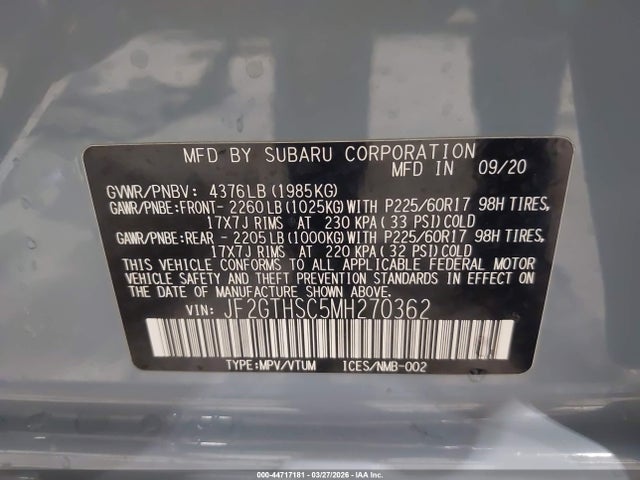 JF2GTHSC5MH270362 Subaru Crosstrek Sport
