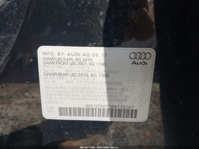 Aukcja sprzedaży 2011 Audi Q5 2.0t Premium, vin: WA1LFAFP1BA110147, numer aukcji: 44717208