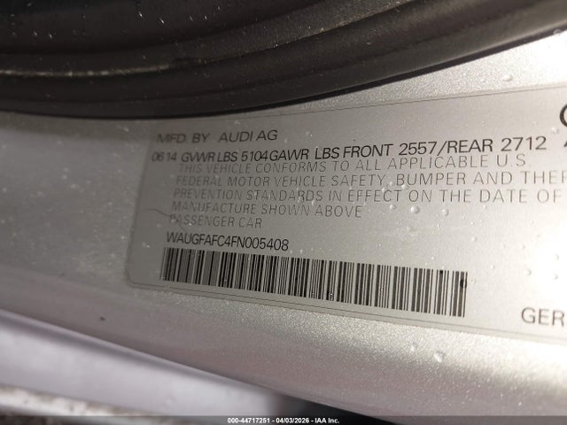 44717251 :رقم المزاد ، WAUGFAFC4FN005408 vin ، 2015 Audi A6 2.0t Premium مزاد بيع