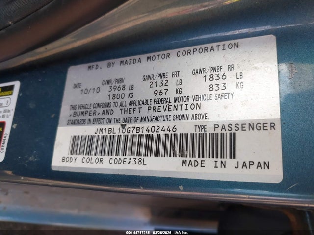 Aukcja sprzedaży 2011 Mazda Mazda3, vin: JM1BL1UG7B1402446, numer aukcji: 44717285