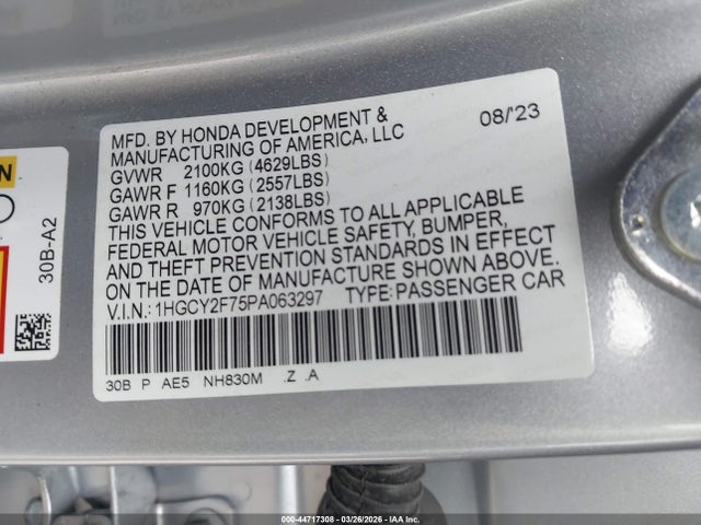 1HGCY2F75PA063297 Honda Accord Hybrid Sport-l