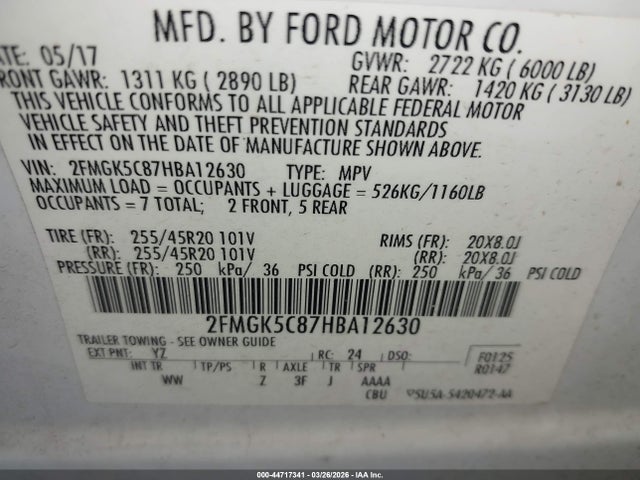 Ford FLEX SEL 2017 2FMGK5C87HBA12630 Image 9