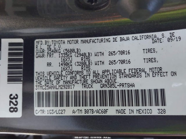 3TMCZ5ANXLM292817 Toyota Tacoma Trd Off-road